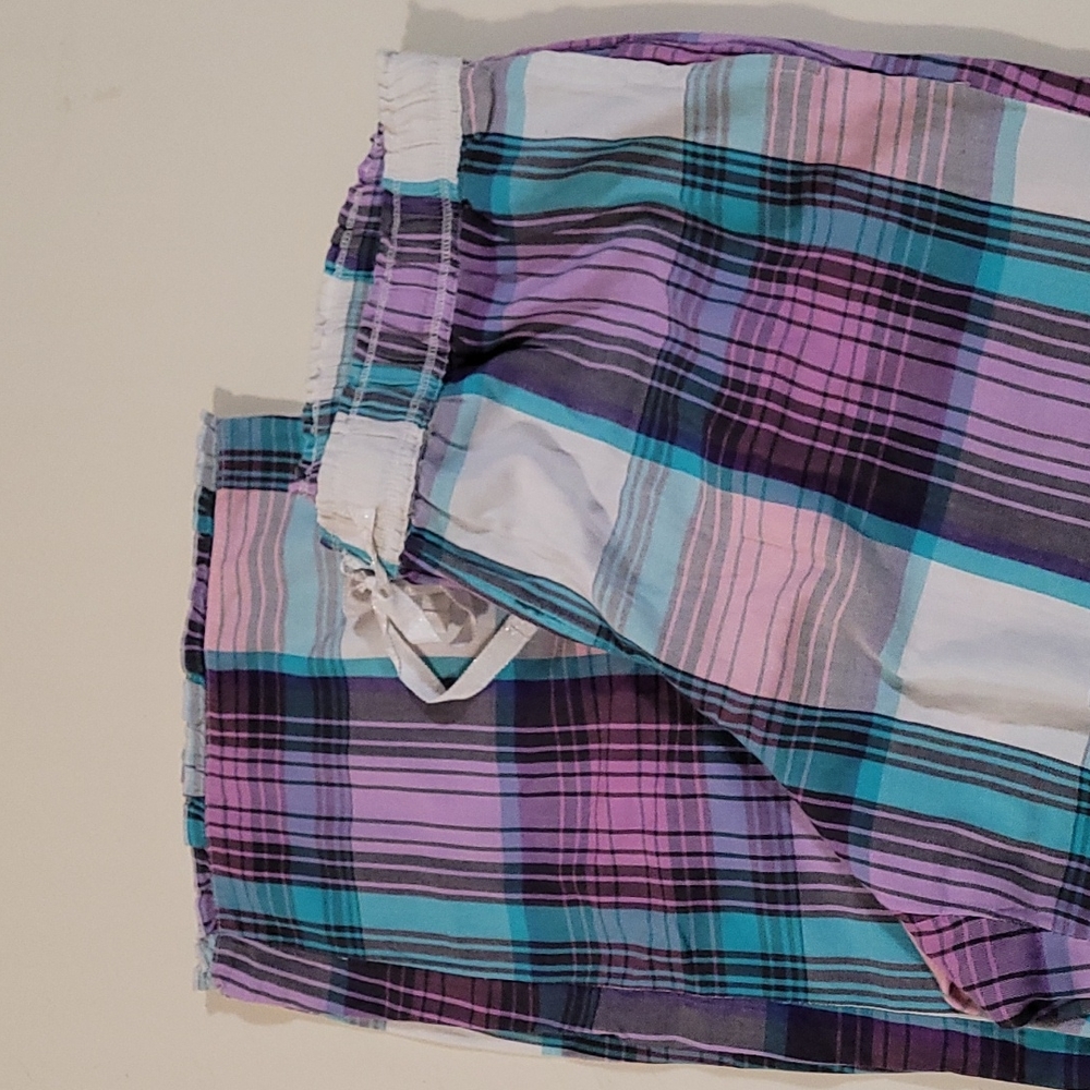 Victoria's Secret Plaid 100% Cotton Blue And Purple Pajama Pants